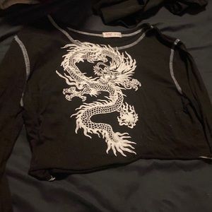 Black and white Dragon crop top